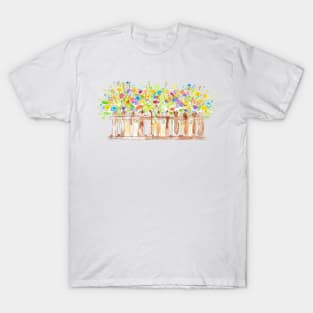 colorful flowers in 3 pots watercolor T-Shirt